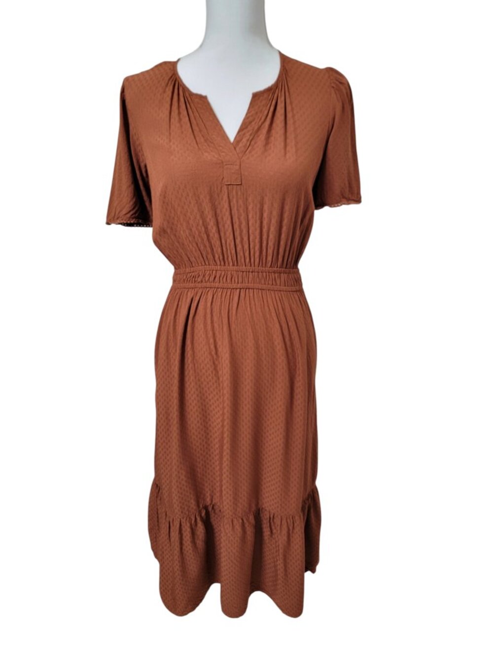 LOFT Size SP Brown Boho Peasant Midi Dress